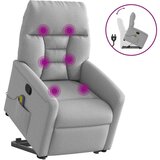 vidaXL Masažni naslanjač s funkcijo vstajanja sivo blago | Shoptok.si