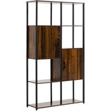 HOMCOM Moderna knjižna omara v industrijskem slogu s 4 policami in 2 omarama, kovinski in leseni regal za dom in pisarno, 90x30x159,5 cm, črna in rjava, (20745032) | Shoptok.si