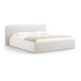 Micadoni Tapecirani bračni krevet s prostorom za odlaganje s podnicom 200x200 cm boje slonovače Elizabeth – | shoptok.hr