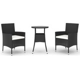  3-dijelni vrtni bistro set od poliratana s jastucima crni Crna | Shoptok.si