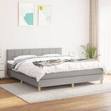 The Living Store Box spring postelja z vzmetnico svetlo siva 160x200 cm žamet - Box Spring Postelja, (21490540) Cene