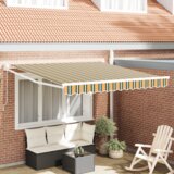 vidaXL Ručna uvlačiva tenda Zelena i Žuta 300x250 cm | shoptok.hr