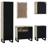 vidaXL Komplet pohištva za kopalnico s predalom s polico 5 pcs Orehova rjava | Shoptok.si