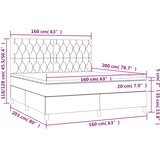 box spring s madracem LED svjetlosivi 160x200 cm baršun | shoptok.hr