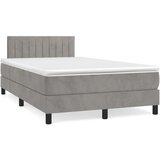 vidaXL Box spring postelja z vzmetnico svetlo siva 120x190 cm žamet | Shoptok.si