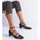 Gemre Black patent leather pumps with a strap Herman | Shoptok.si