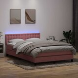 Box Spring krevet s madracem i LED ružičasti 160x220 cm baršun Cijene
