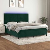  Krevet box spring s madracem LED tamnozeleni 160x200 cm baršun | shoptok.hr