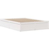  Posteljni okvir brez vzmetnice bel 150x200 cm trdna borovina | Shoptok.si
