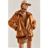Bianco Lucci Women's Pile Collar Buckled Intermediate Suede Coat | Eponuda.ba