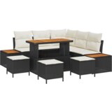 vidaXL 9-dijelni vrtni set sofe s jastučićima crni poli ratan akacija | shoptok.hr