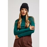 Marisse Black Rhinestone Pompom Hat Cene