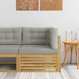 Vanjski kutni kauč Čvrsto drvo akacije Bijela - Bijela i svijetlosiva kutna sofa | shoptok.hr
