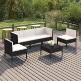  6-dijelna vrtna garnitura od poliratana s jastucima crna | shoptok.hr