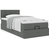 vidaXL Otomanski posteljni okvir z vzmetnico siv 100x200 cm blago Cene