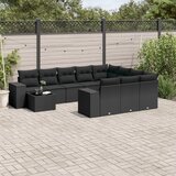  11-dijelni set vrtnih sofa od poliratana s jastucima crni | shoptok.hr