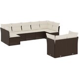  9-dijelni set vrtnih sofa s jastucima poliratan smeđi | shoptok.hr