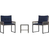  Set vanjskog namještaja s jastukom čelik - siva i modra 2x pojedinačna stolica +1x stol | shoptok.hr