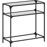 vidaXL Konzolna mizica s stekleno površino 80x35x81 cm jeklo | Shoptok.si