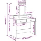 vidaXL Betonska siva Konstruirano drvo 100 x 41 x 140 cm Ogledalo | shoptok.hr