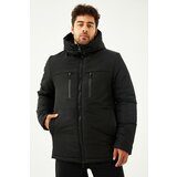 D1fference Men's Black Shearling Inner Waterproof And Windproof With Hooded Winter Sports Jacket & Coat & Parka. Cene
