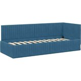 vidaXL Kotna postelja z vzglavjem Modra 80 x 200 cm Žamet | Shoptok.si