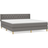  Box spring postelja z vzmetnico temno siva 160x200 cm blago, (20790187) | Shoptok.si