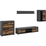 MID.YOU Dnevni Regal Jam, Videz Starega Lesa, 4-Delni | Shoptok.si