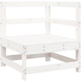 Maison Chic Vrtni kotni kavč - Zunanji kavč bela trdna borovina, (22041008) | Shoptok.si