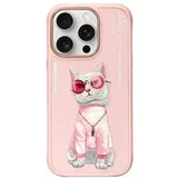 GLASSES COOL CAT maskica za iPhone 16 Pro pink