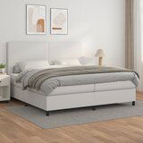 Maison Chic Box spring postelja - Vzmetna postelja z vzmetnico bela 200x200 cm umetno usnje SL21149, (21893058) | Shoptok.si
