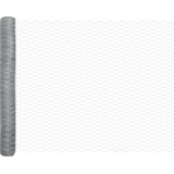 vidaXL heksagonalna ograja 0.8x50 m cinkano jeklo, ograjni stebri z osnovnimi ploščami 13 kos Ø32mm 90cm cinkano jeklo | Shoptok.si