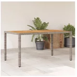 vidaXL Vrtna miza z leseno akacijevo ploščo siva 150x90x75 cm PE ratan