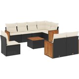  9-dijelni set vrtnih sofa s jastucima crni od poliratana | shoptok.hr