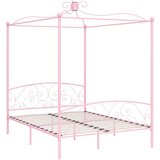  Za krevet s nadstrešnicom ružičasti metalni 160 x 200 cm | shoptok.hr