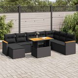  9-dijelni set vrtnih sofa s jastucima crni od poliratana bagrem | shoptok.hr
