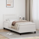vidaXL postelja s vzmetjo in vzmetnico - bela 100x200 cm iz umetnega usnja. | Shoptok.si