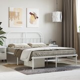 Maison Chic Kovinski Posteljni okvir - Dvoposteljna postelja - Zakonska postelja z vzglavjem bel 140x200 cm, (21692814) | Shoptok.si