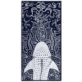 DecoKing Temno modra brisača za plažo 90x180 cm Shark - DecoKing Cene