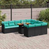  Vrtna garnitura - 11-dijelni set vrtnih sofa od poliratana s jastucima crni - Crna 1 | shoptok.hr