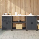 vidaXL Kuhinjski set za pohranu 3 pcs Antracit 210 x 50 x 92 cm Cijene