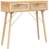 vidaXL Konzolni stol smeđi 80x30x75 cm od borovine i prirodnog ratana | shoptok.hr
