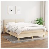 vidaXL Box spring postelja z vzmetnico krem 140x190 cm blago Cene
