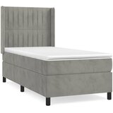 Box spring krevet s madracem svjetlosivi 90x190 cm baršunasti | shoptok.hr