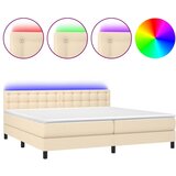 vidaXL Krevet box spring s madracem LED krem 200x200 cm od tkanine Cijene