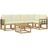  Set vanjskih sofa 6 kom. Bijela i krem Čvrsto drvo akacije | shoptok.hr