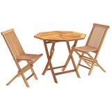  Set za vrt s 3 komada na preklapanje Prirodna - Osmerokut Dvosjed Bez naslona za ruke | shoptok.hr