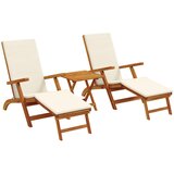  Zložljiv in nagibni ležalnik 3 pcs Kremno bela, (5000284751) | Shoptok.si