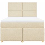  Krevet s oprugama i madracem krem 160x200 cm od tkanine | shoptok.hr