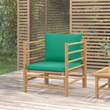 Maison Chic Vrtni kavč - Zunanji kavč z zelenimi blazinami bambus, (22041071) | Shoptok.si